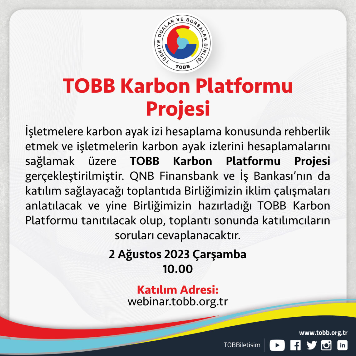 TOBB Karbon Platformu Açılış Webinarı Hk.