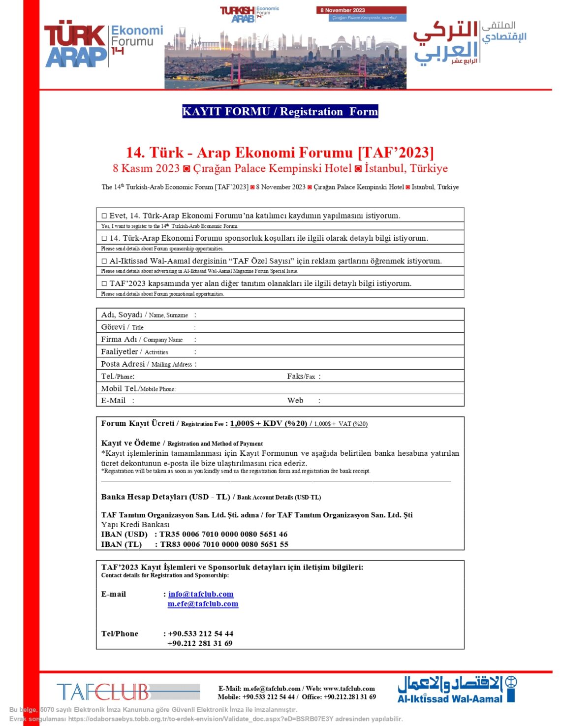 Türk-Arap Ekonomi Forumu (TAF14)